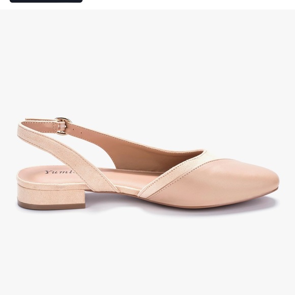 Women's Beige Slingback Flats 2.24 kitten heels - Picture 12 of 16